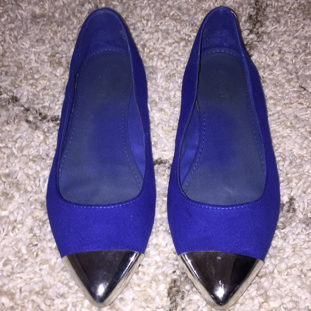 Blue faux suede flats